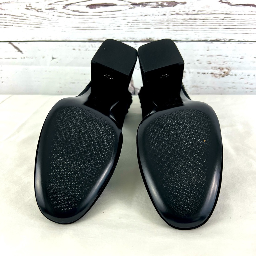 Tory Burch Black Velvet Heels with Crystal Bows - Picture 8 of 12